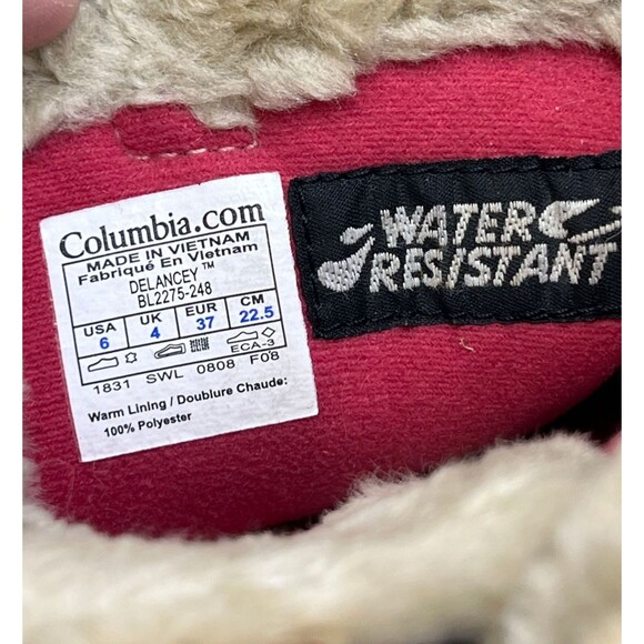 Columbia Delancey Women's Water Resistant Winter Boots Size 6 Faux Fur Suede - Picture 11 of 13
